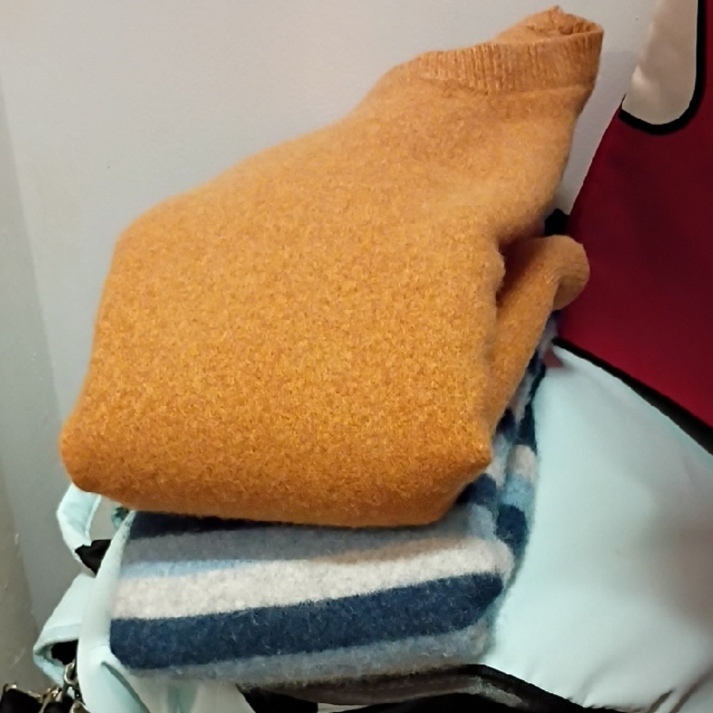 Banana Republic Orange and Blue Crew Neck Sweaters